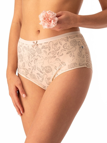 Női pamut bugyi Key LPF 590 bézs - 2 db dobozban, hátul csipkével díszítve