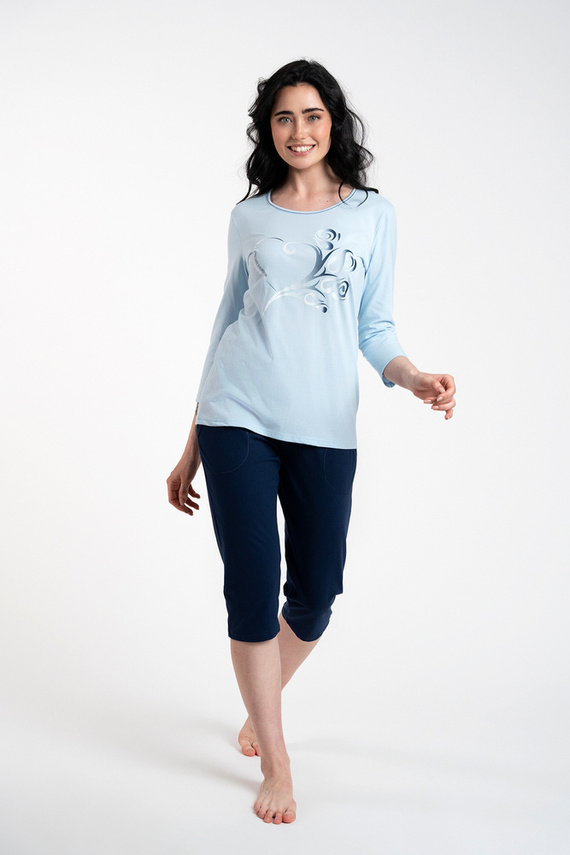 Arietta női pizsama 3/4 ujjú és 3/4 nadrág olasz divat - kék