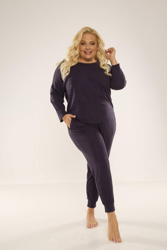 347 Paula Plus Size női pizsama De Lafense - tengerészkék
