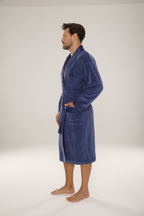 868 Noble férfi velúr fürdőköpeny De Lafense- elegáns, puha, prémium, prémium, farmernadrág