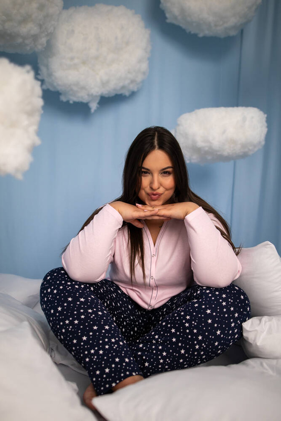 Libra Női pizsama hosszú ujjú és nadrágos olasz divat - rózsaszín/print