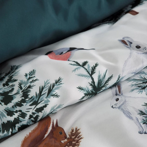 Roland karácsonyi ágynemű mikroszálas Eurofirany - zöld, bájos nyomtatással díszítve