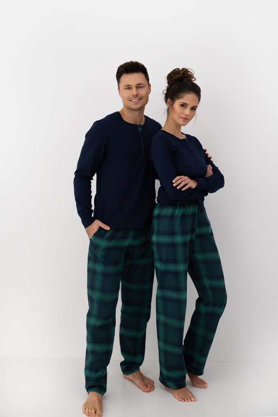 Cassandra Sensis női pizsama - pamut, hosszú, kockás