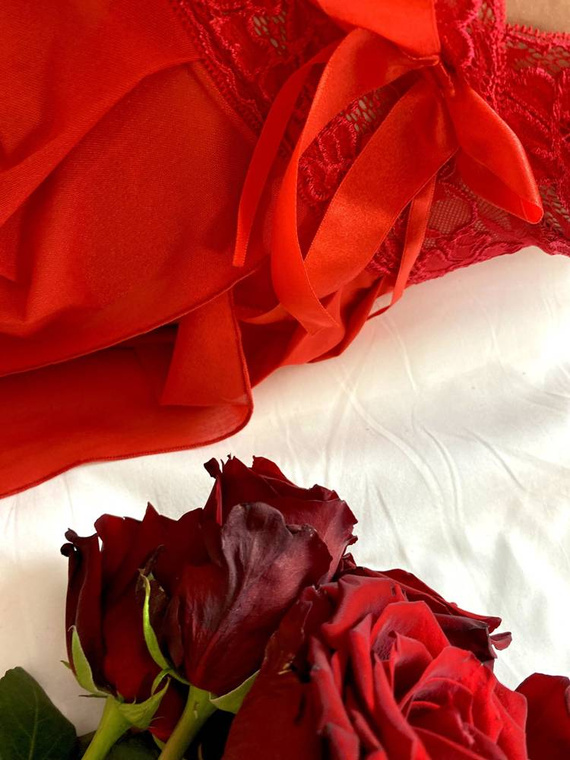 901 Agathe Halter hálóing + Forex rövidnadrág - piros