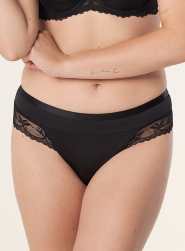 Petra Mefemi by Nipplex bikini alsó - fekete, fűzős hátrész, mikroszálas, enyhén felhúzott szabású, ultra nőies és kényelmes
