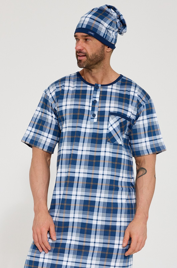 Cornette 109/37– férfi hálóing 100% pamutból, rövid ujj, gombok és mellzseb