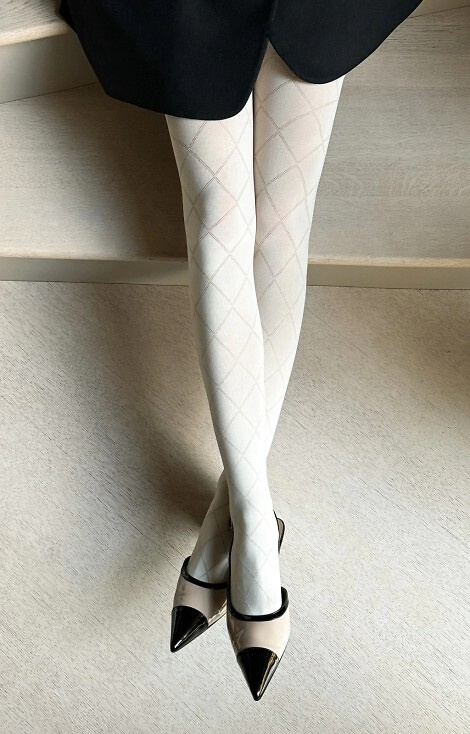 Grandi Tights Rombo 60 den Veneziana panna - geometriai mintás, puha és rugalmas