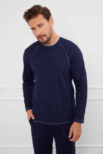 Salomon Férfi hosszú ujjú pizsama, hosszú nadrág Olasz divat - tengerészkék/kék