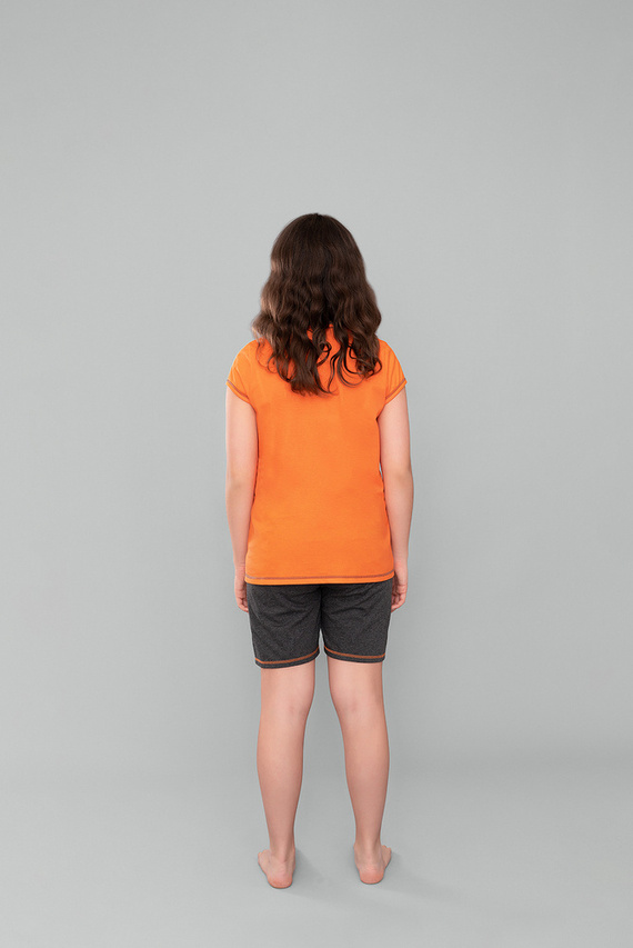 Szőke lány pizsama Italian Fashion - narancs/sötét melange