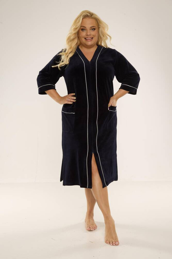 974 / 352 Velúr női köntös Forex - tengerészkék