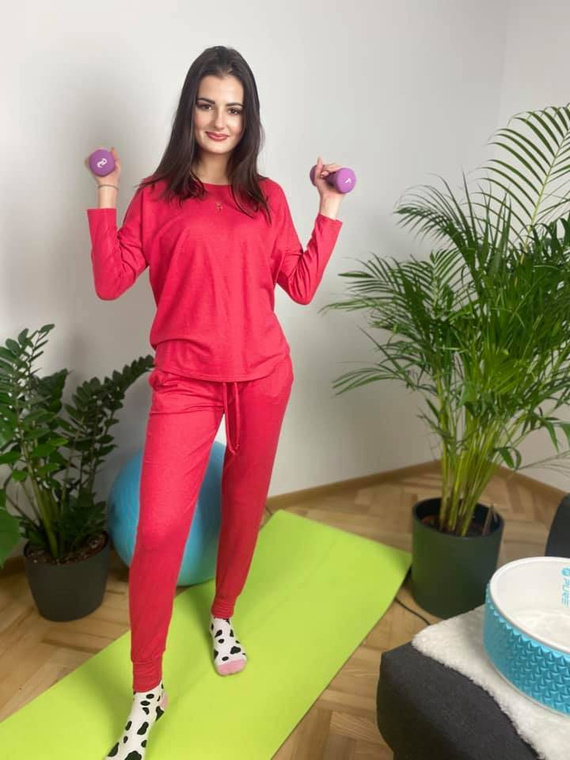 555 Paula női pizsama De Lafense - málna