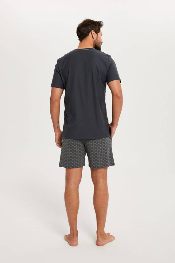 Abel Férfi rövid ujjú pizsama, rövidnadrág Olasz divat - grafit/print