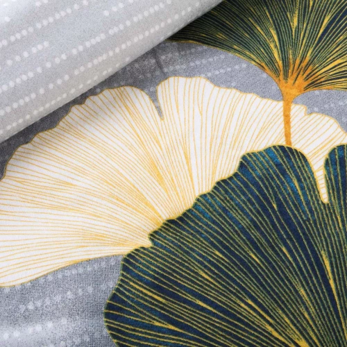 31510/1 Flannelove Darymex szürke zöld ginkgo levelek szett, 100% pamut, meleg és puha