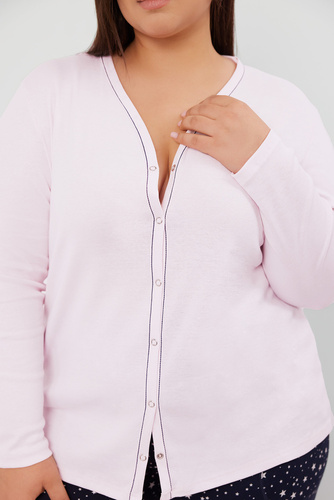 Libra Női pizsama hosszú ujjú és nadrágos olasz divat - rózsaszín/print