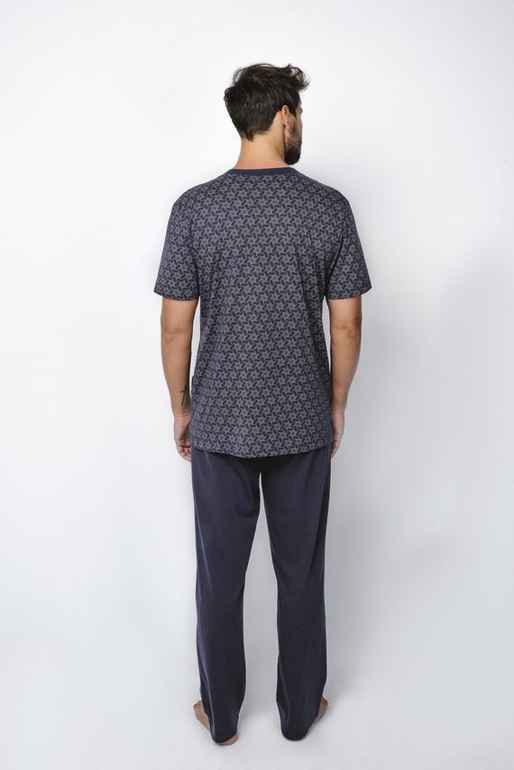 Ricardo Férfi rövid ujjú pizsama, hosszú nadrág Olasz divat - tengerészkék