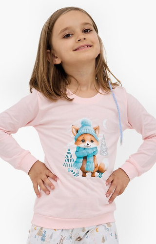 594/192 592/192 Fox Cornette lány pamut pizsama, róka, hosszú ujjú, hosszú ujjú