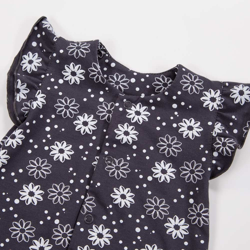 Lányoknak való rámpa EEVI - grafit, 100% pamut, virágokkal