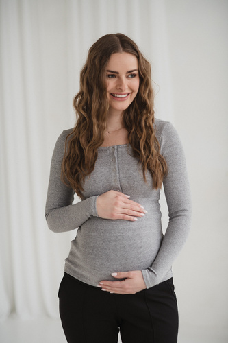 Tummy Milk&Love kismama és szoptatós felső viszkóz light gray melange