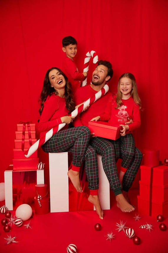 Fogo Férfi pizsama hosszú ujjú, hosszú nadrág olasz divat - piros/print