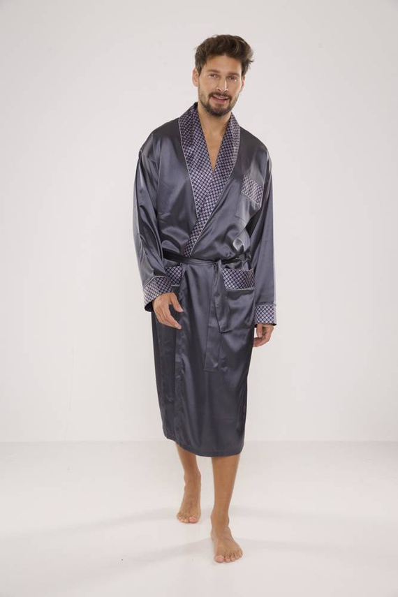 940 Forex férfi szatén fürdőköpeny - szürke