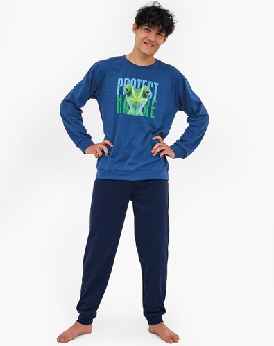 999/55 Protect Ifjúsági pizsama Cornette tengerészkék - pamut, hosszú ujjú, kényelmes és stílusos